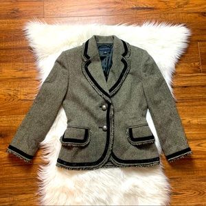 Banana Republic Wool Blend/TweedBlazer/Velvet Trim